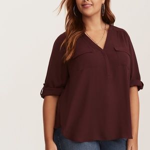 Georgette Pullover Blouse Burgundy